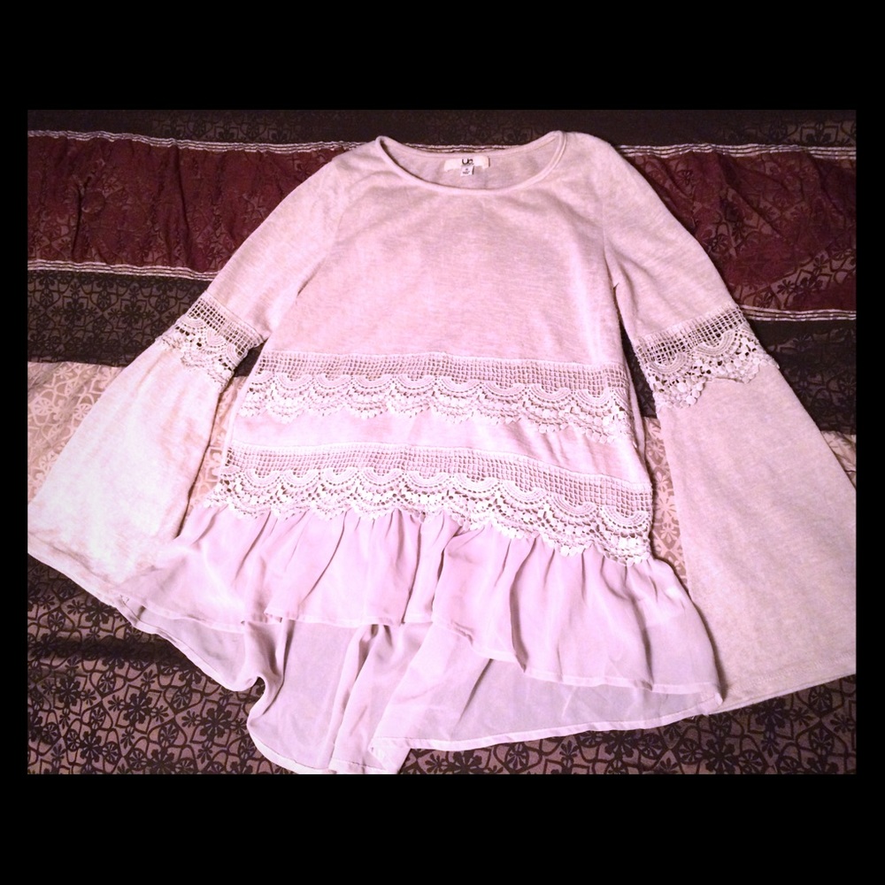 YA LA lace and peplum sweater